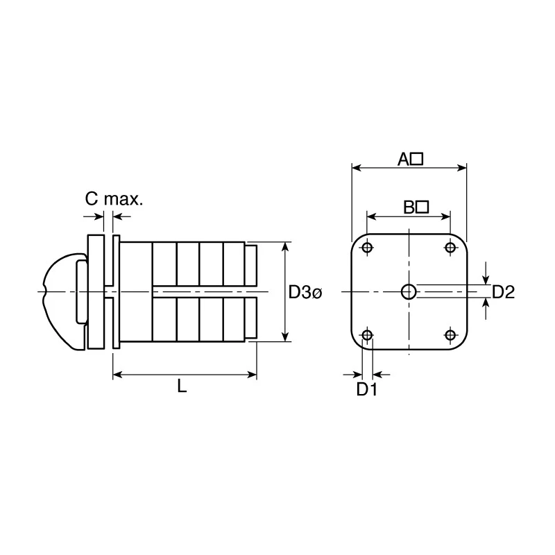 Kraus & Naimer Cam Switch Panel Mount 4 Positions 3 Poles 63A 690V Knob Actuator C42.A271/GBA001.E
