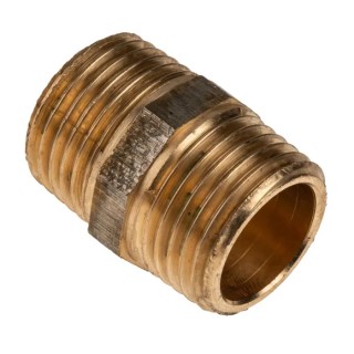 RS PRO Bronze Brass Pipe Fitting Straight Nipple Male BSPT 1/2 in to Male British Standard Parallel Pipe 1/2 in 297-2250