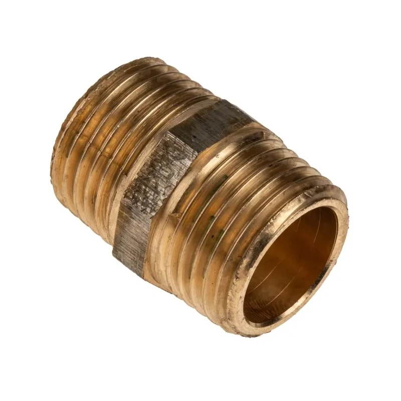 RS PRO Bronze Brass Pipe Fitting Straight Nipple Male BSPT 1/2 in to Male British Standard Parallel Pipe 1/2 in 297-2250