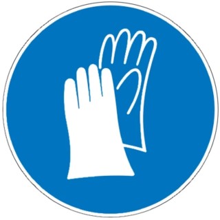 Brady Polyethylene Terephthalate Mandatory Sign Hand Protection Must Be Worn PIC 255-DIA 200-B7541 (BRANDED)