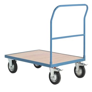 RS PRO Flatbed Wood Platform Trolley 500 kg Load 150 mm Rubber Wheels Steel Frame 292-4093