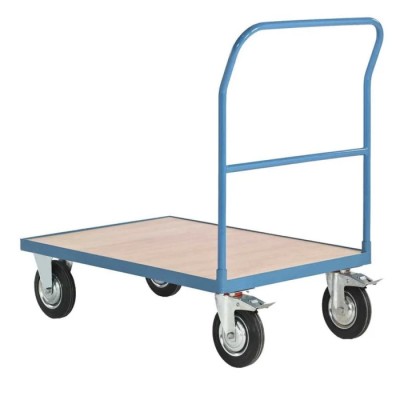 RS PRO Flatbed Wood Platform Trolley 500 kg Load 150 mm Rubber Wheels Steel Frame 292-4093