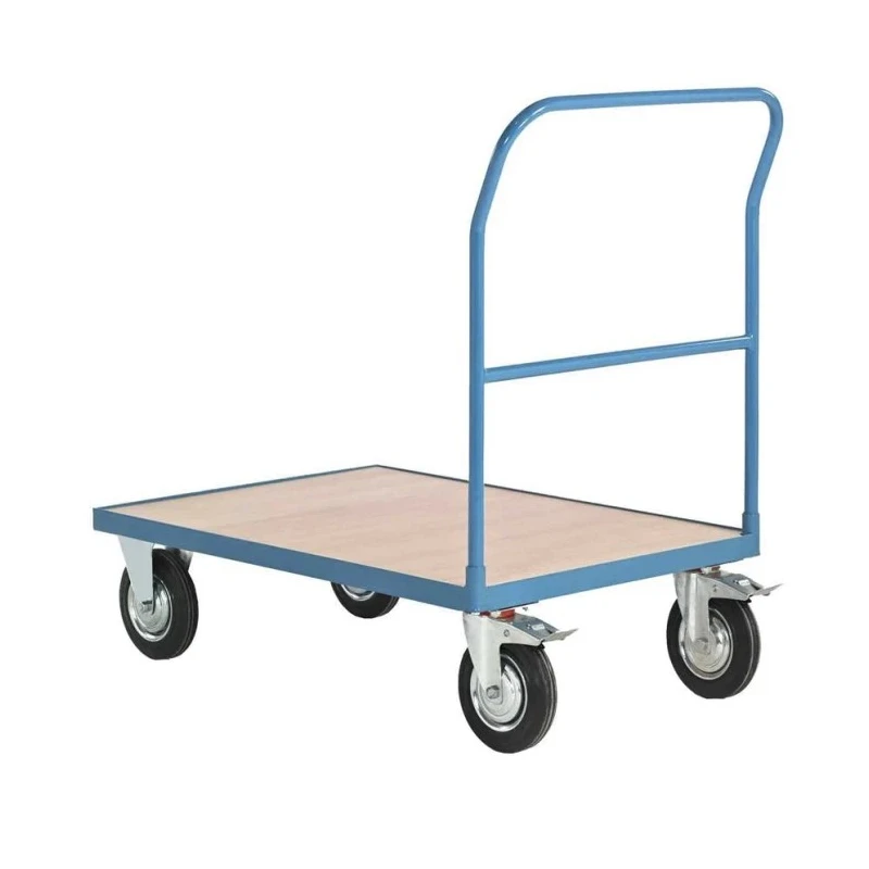 RS PRO Flatbed Wood Platform Trolley 500 kg Load 150 mm Rubber Wheels Steel Frame 292-4093