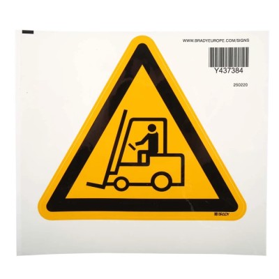 Brady Hazard Warning Sign Forklift Truck Self-Adhesive Polyethylene Terephthalate Label PIC 306-TRI 200-B7541 (BRANDED)