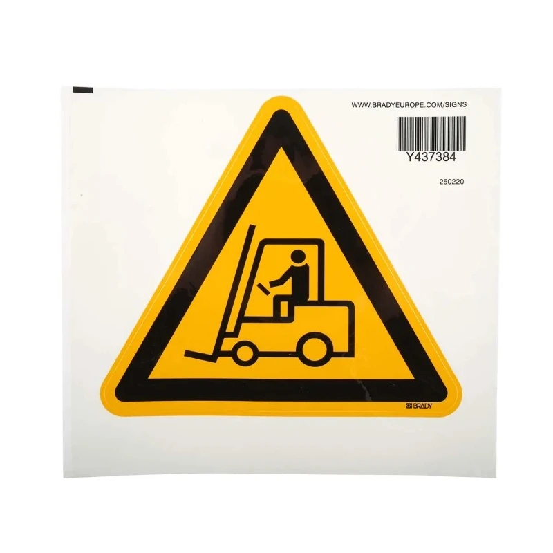 Brady Hazard Warning Sign Forklift Truck Self-Adhesive Polyethylene Terephthalate Label PIC 306-TRI 200-B7541 (BRANDED)