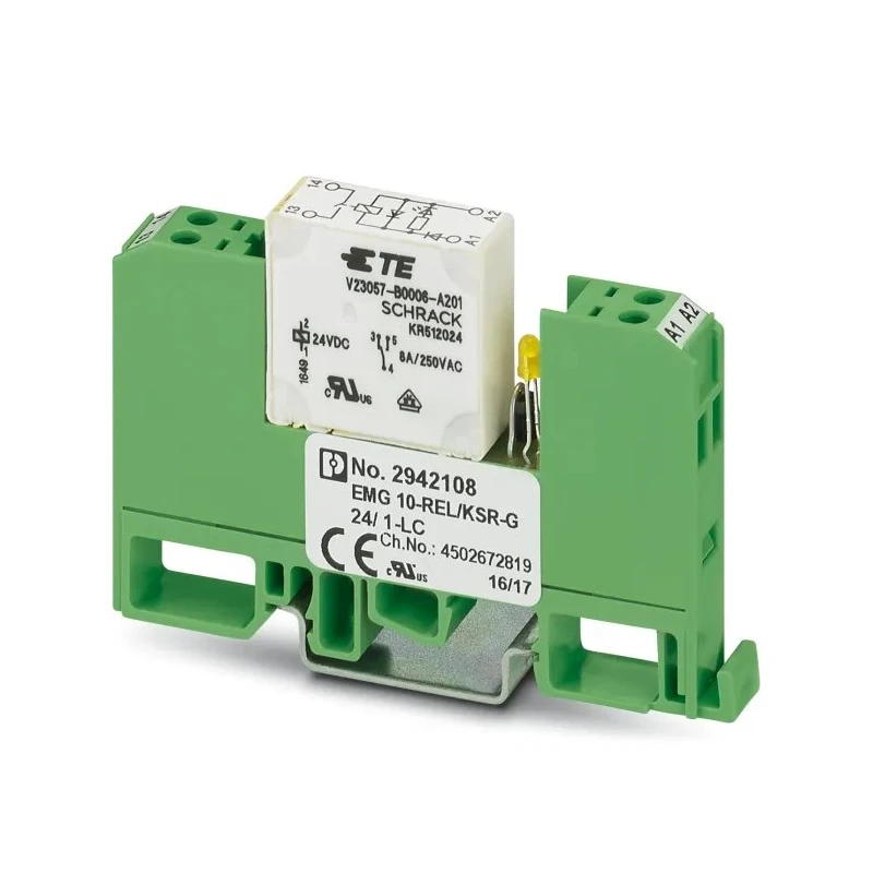 Phoenix Contact Interface Relay DIN Rail Mount 24V DC Coil 8A Switching Current SPST 2942108