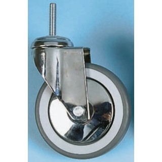 Tente Swivel Castor with Rubber Wheel 100 mm Diameter 80 kg Load Capacity M10 Stud Fixing 7470PJO100P30CHC10X90