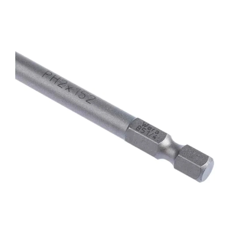 Wera Screwdriver Bit Phillips Drive, PH2 Size, Stainless Steel Chrome Plated, 152 mm Overall Length 05059786001