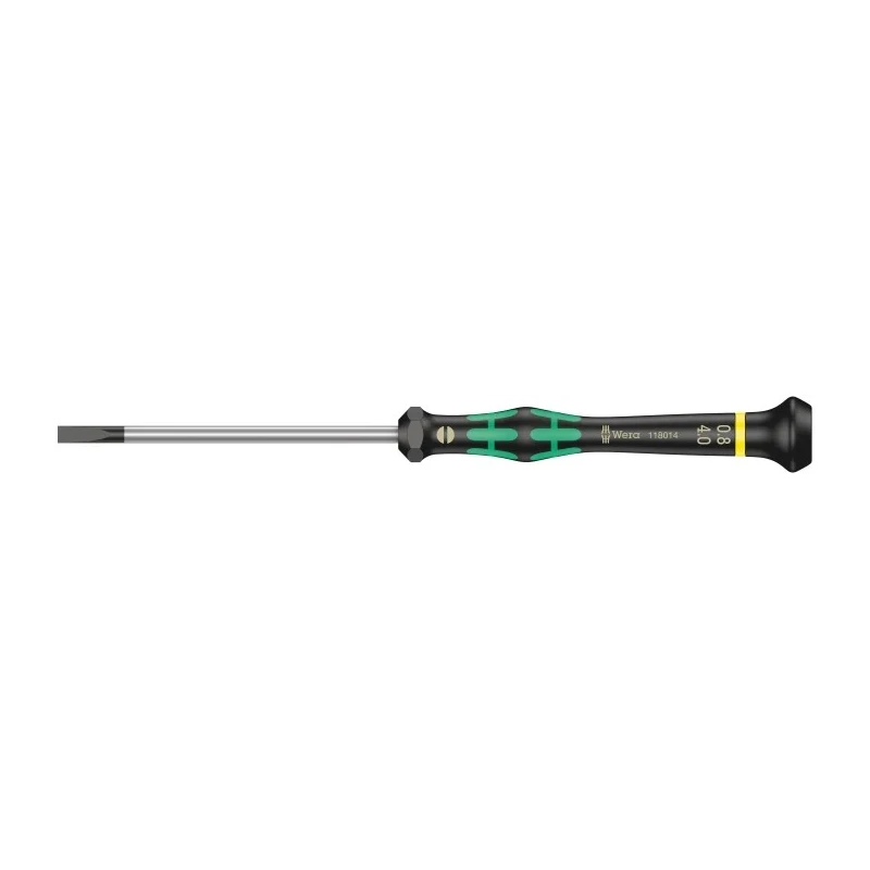 Wera Precision Screwdriver, 0.8 mm Tip Thickness, 80 mm Blade Length, 97 mm Overall Length, Insulated 05118014001