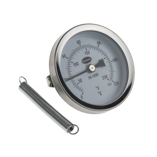 RS PRO Temperature Gauge Dial Thermometer Steel Case 66 mm 120°C Threaded Connection 324-8558