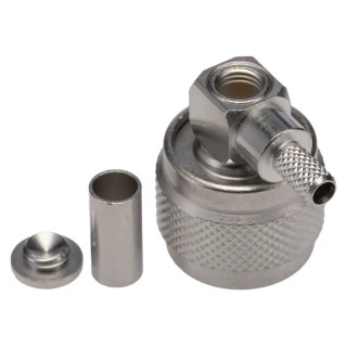 Radiall N Series Coaxial Connector Cable Male N Connector, 50 Ω, Right Angle Body Crimp R161182000W