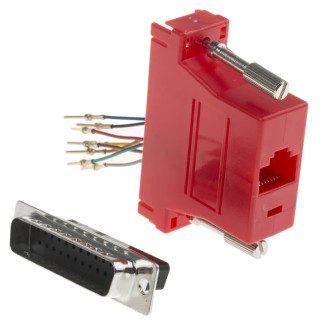 RS PRO D-Sub Adapter 25-Way D-Sub to Male Male RJ45 Female Female 314-8127