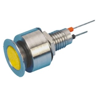 Marl Yellow Panel Mount Indicator 24V DC 20mA Flush Silver Bezel 520-325-22