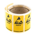RS PRO Yellow Vinyl ESD Label Earth Bonding Point Self-Adhesive 300 mm x 150 mm 364-3622