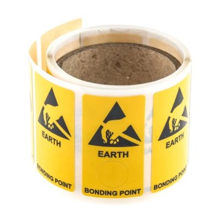 RS PRO Yellow Vinyl ESD Label Earth Bonding Point Self-Adhesive 300 mm x 150 mm 364-3622