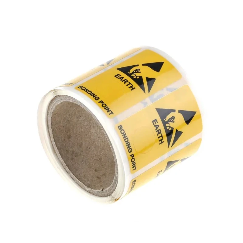 RS PRO Yellow Vinyl ESD Label Earth Bonding Point Self-Adhesive 300 mm x 150 mm 364-3622