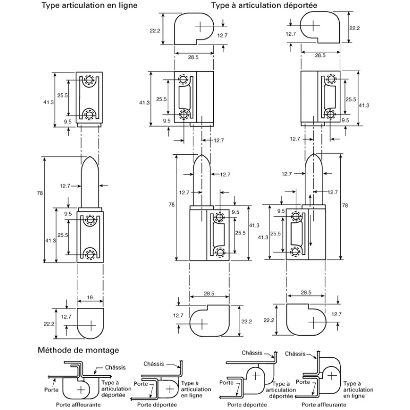 Southco Nylon Barrel Lift-Off Hinge 58mm Length 21.5mm Width 14.3mm Thickness Screw Fixing Powder Coated Bright 96-50-320-11