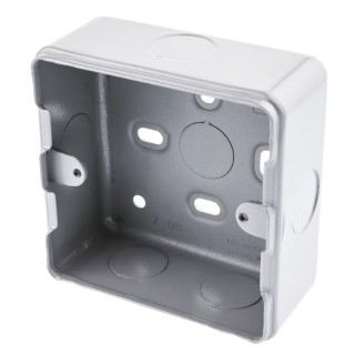 MK Electric Metal Clad Silver Matt Aluminium Back Box, Surface Mount, 1 Gang, 86mm x 86mm x 38mm K8891 ALM