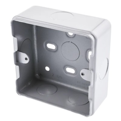 MK Electric Metal Clad Silver Matt Aluminium Back Box, Surface Mount, 1 Gang, 86mm x 86mm x 38mm K8891 ALM