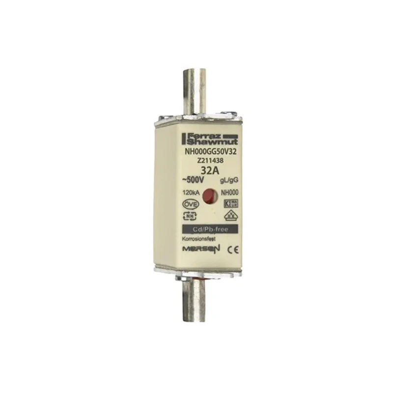 Mersen 32A NH Fuse NH000 500V AC Ceramic gG Type with Leaf Spring Indicator NH000GG50V32/3