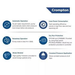 Crompton 0.5 HP Single Pressure Booster Pump With Tank, CFMSMB3D0.50-V8