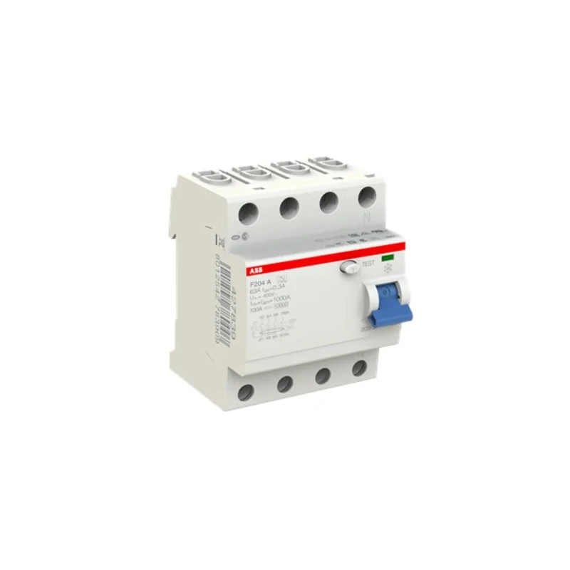ABB Residual Current Circuit Breaker 63A 4-Pole 300 mA Type A 0.3A 400V AC F200 Series 2CSF204101R3630 - F204A-63/0.3