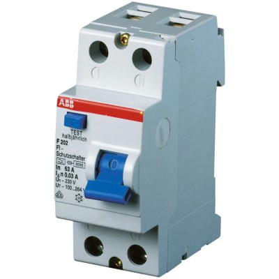 ABB F200 Series Residual Current Circuit Breaker 25A 2-Pole 300 mA Type A 1 kA 230V 2CSF202101R3250 - F202A-25/0.3