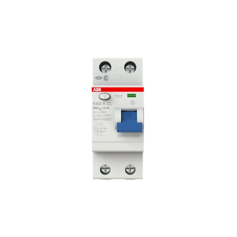 ABB F200 Series Residual Current Circuit Breaker 25A 2-Pole 300 mA Type A 1 kA 230V 2CSF202101R3250 - F202A-25/0.3