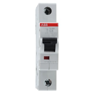 ABB Miniature Circuit Breaker 1-Pole 6A Type C 253V AC 72V DC Thermal Tripping 2CDS251001R0064 S201-C6