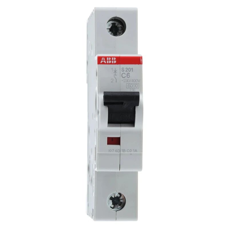 ABB Miniature Circuit Breaker 1-Pole 6A Type C 253V AC 72V DC Thermal Tripping 2CDS251001R0064 S201-C6