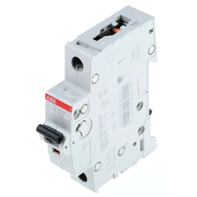 ABB Miniature Circuit Breaker 1-Pole 6A Type C 253V AC 72V DC Thermal Tripping 2CDS251001R0064 S201-C6