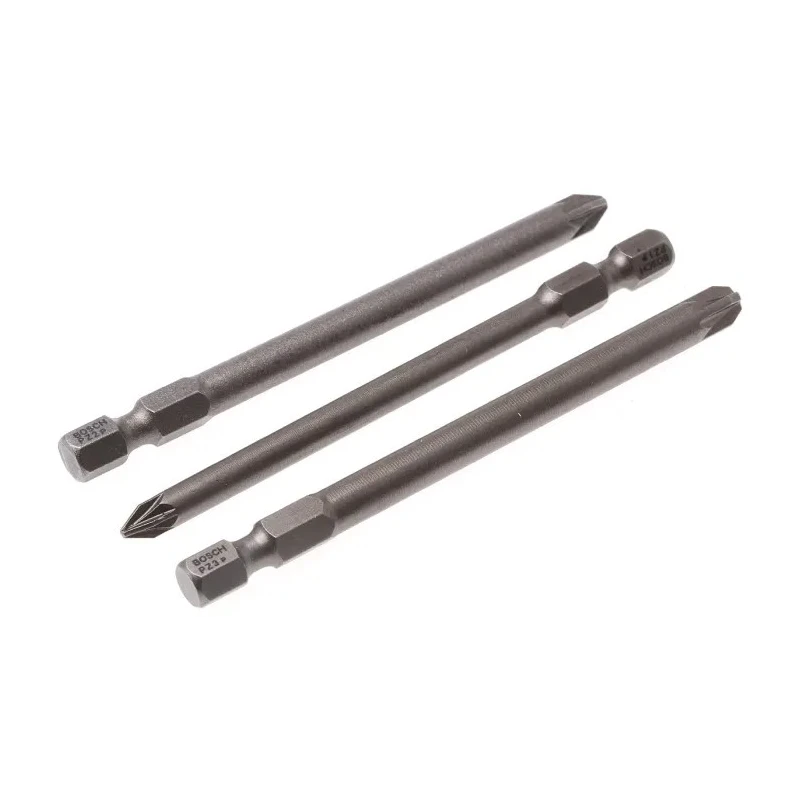 Bosch Hex Pozidriv Screwdriver Bit Set, 3 Pieces, Sizes PZ1, PZ2, PZ3, 89mm Length 2607001761