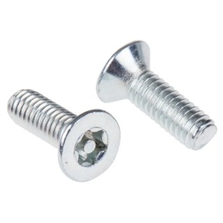 RS PRO Bright Zinc Steel Countersunk Tamper Proof Security Screw M4 x 12 mm 482-8183