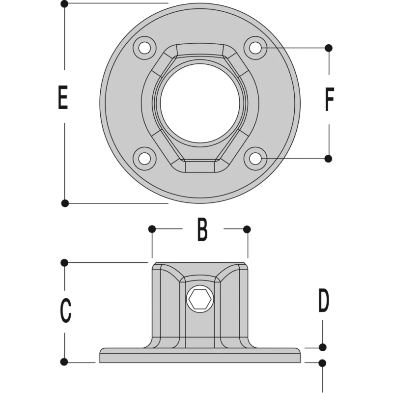 Kee Lite Aluminium Wall Flange 48 mm L61-8
