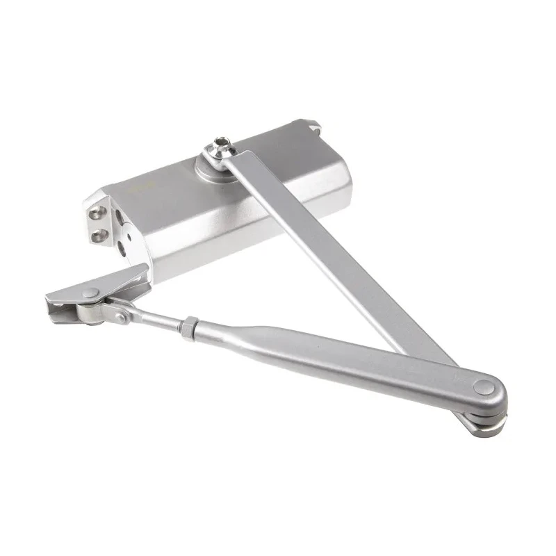 Briton Silver Steel Overhead Door Closer Adjustable Strength Fire Door Compatible 950mm Width 60kg Max 180° Opening 121CE.SES