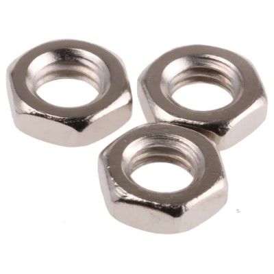 RS PRO Nickel Brass Hex Nut M6 Half, DIN 439 B, Nickel Plated Brass 483-0423