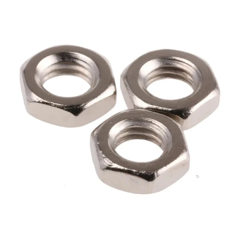 RS PRO Nickel Brass Hex Nut M6 Half, DIN 439 B, Nickel Plated Brass 483-0423