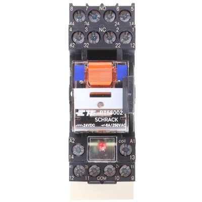 TE Connectivity DIN Rail Power Relay 24V dc Coil 6A Switching Current 4PDT PT5S8LC4 6-1415075-1