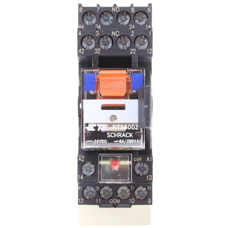TE Connectivity DIN Rail Power Relay 24V dc Coil 6A Switching Current 4PDT PT5S8LC4 6-1415075-1