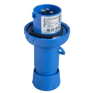 Schneider Electric Mureva IP67 Blue Cable Mount 2P+PE Straight Industrial Power Connector 16A 230V 