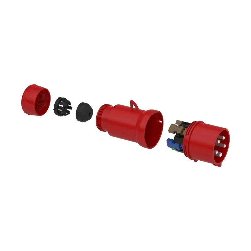 Schneider Electric Mureva IP44 Red Cable Mount 3P+N+E Straight Industrial Power Connector 32A 415V 
