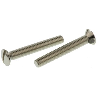 RS PRO Slot Raised Countersunk Brass Machine Screw M3.5 25 mm Nickel Finish 482-9568