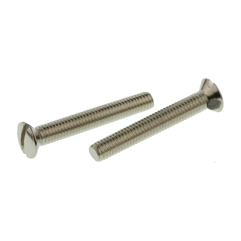 RS PRO Slot Raised Countersunk Brass Machine Screw M3.5 25 mm Nickel Finish 482-9568