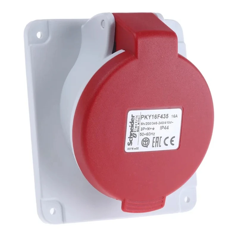 Schneider Electric Panel Mount Industrial Power Connector 16A 415V IP44 Red 3P+N+PE Mureva 