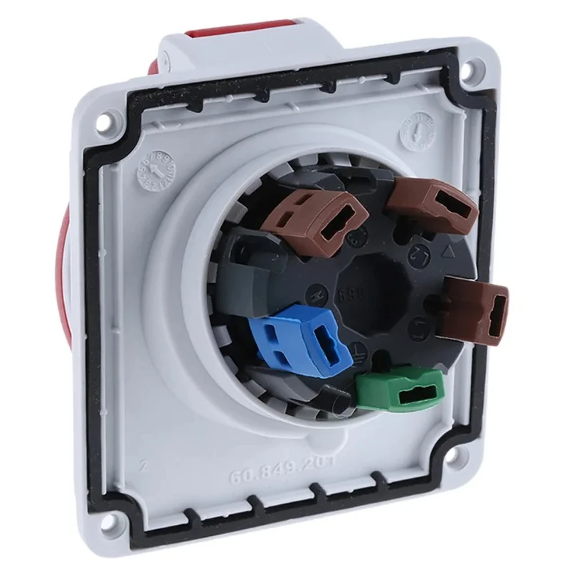Schneider Electric Panel Mount Industrial Power Connector 16A 415V IP44 Red 3P+N+PE Mureva 