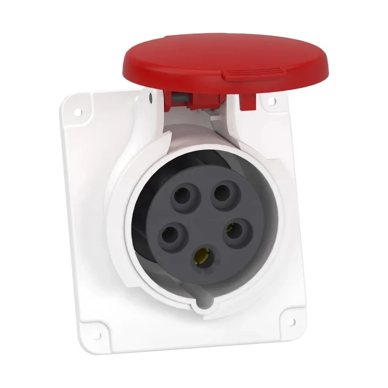 Schneider Electric Panel Mount Industrial Power Connector 16A 415V IP44 Red 3P+N+PE Mureva 