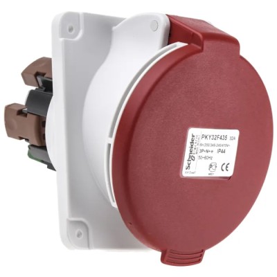 Schneider Electric Panel Mount Industrial Power Connector 3P+N+PE 32A 415V IP44 Red Mureva 