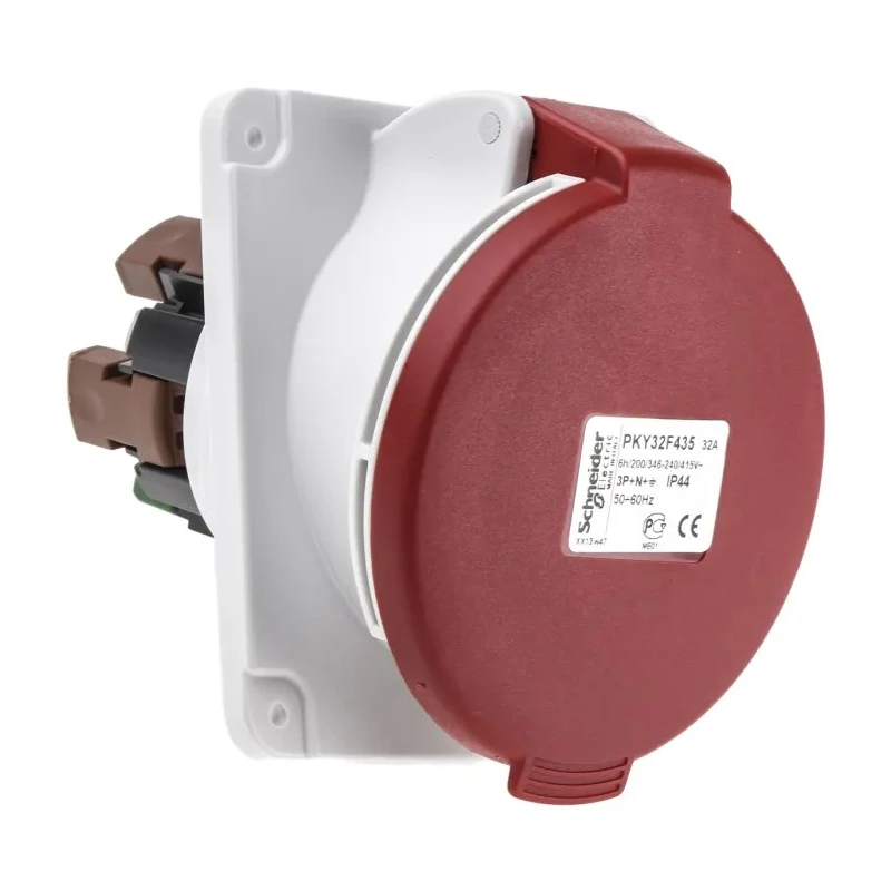 Schneider Electric Panel Mount Industrial Power Connector 3P+N+PE 32A 415V IP44 Red Mureva 