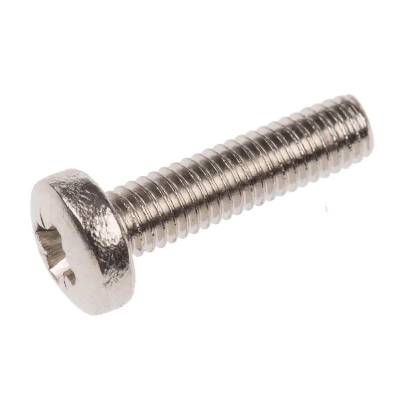 RS PRO Pozidriv Pan Brass Machine Screw Nickel Finish M3 Thread 12 mm Length 483-0108