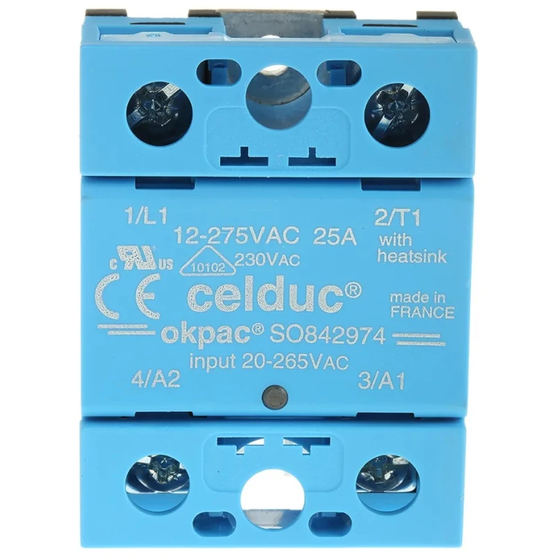 Celduc SO8 Series Solid State Relay with 25A Load, DIN Rail Mount, 275 Vrms Load, 265V Control SO842974